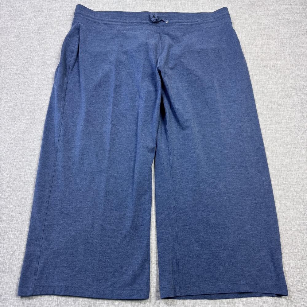 Coolibar Pants Womens XL Blue Windley Beach Capris Wide-Leg Drawstring